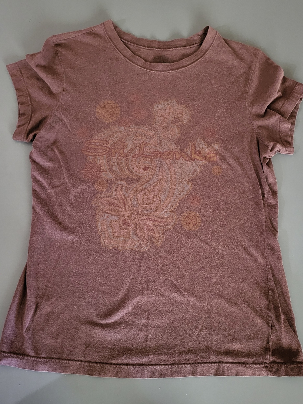 Women’s Large Brown Tropical Distressed Graphic Tee